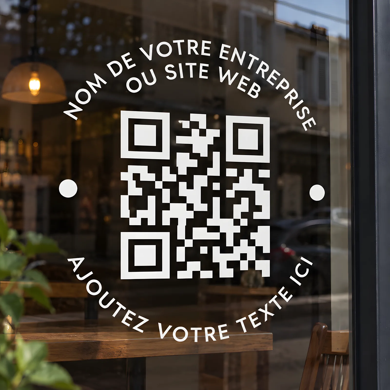 Sticker Vitrine SwissQR posé sur une vitrine